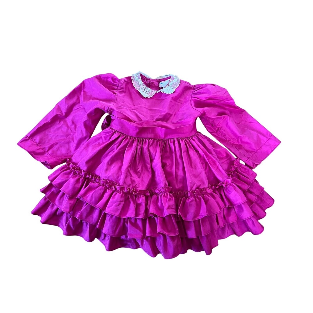 Martha's miniatures We're Fussy Pink Lace Tea Party Girls Dress Sz 4 Victorian